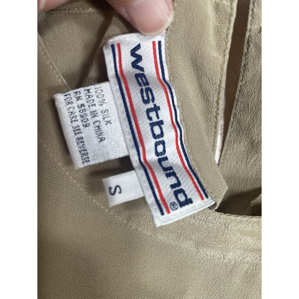 Westbound Silk Blouse Womens S Nude Tan Short Sleeve Lightweight Top - Picture 3 of 7